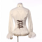RQ-BL Women's Steampunk Lace Hem Ruffled Shirt with Neckwear