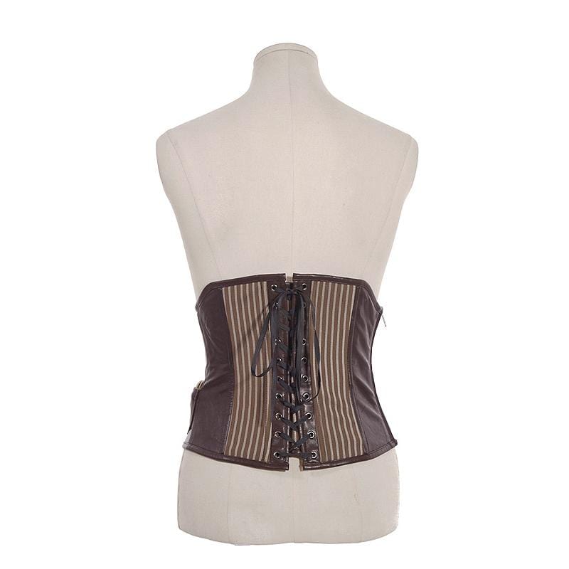 Women's Steampunk Leather and Cloth Corset