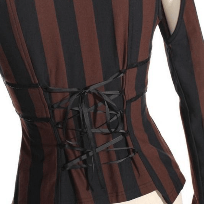 RQ-BL Women's Steampunk Leather Striped Vest