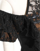 RQ-BL Women's Steampunk Off Shoulder Lace Splice Halterneck Top