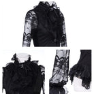 RQ-BL Women's Steampunk Puff Sleeved Lace Splice Shirt with Neckwear