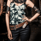 RQ-BL Women's Steampunk Strappy Buckle Faux Leather Belt