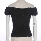 RQ-BL Women's Vintage Off shoulder Lace Short Top